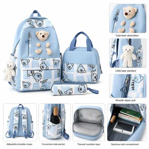 Teddy Hug Backpack School Set